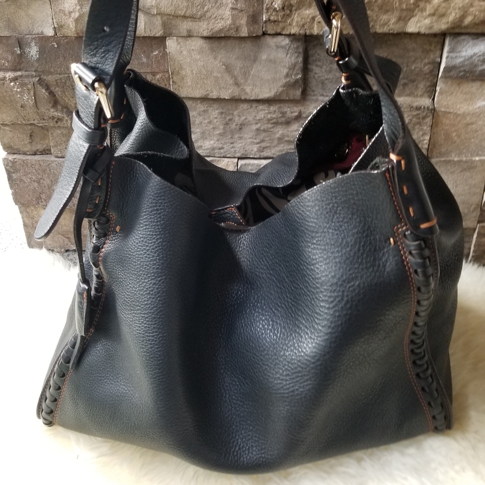 Dooney and Bourke Soft Black Leather Hobo Handbag
